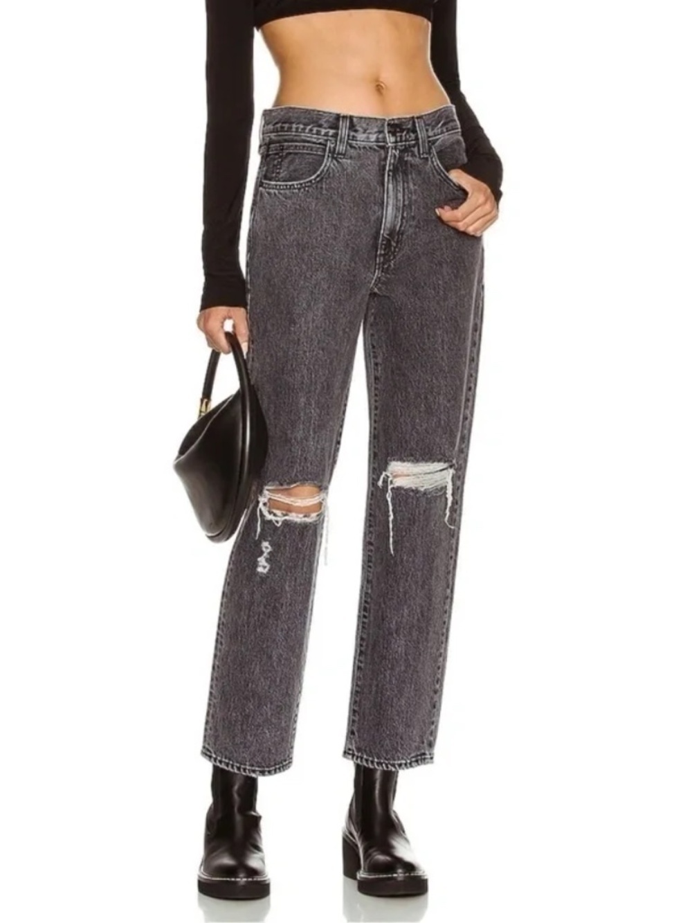 NWT SLVRLAKE Dylan Destroyed Straight Leg Jeans Sz. 25